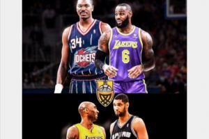 科比&邓肯or詹姆斯&奥拉朱旺⁉️美媒发问：都在巅峰期你选谁？