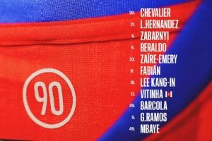 巴黎vs南特首发：法比安、李刚仁、维蒂尼亚、巴尔科拉在列