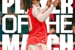 面对旧主打进制胜球，官方：埃泽当选阿森纳1-0水晶宫队内最佳